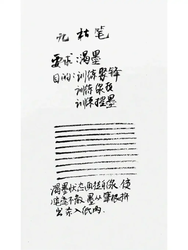 图片[9]-毛笔书法控笔基础训练全解：从徒手线到枯笔进阶 - 镜相渔夫-镜相渔夫